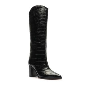 SCHUTZ Maryana Block Crocodile Boot Black 7.5